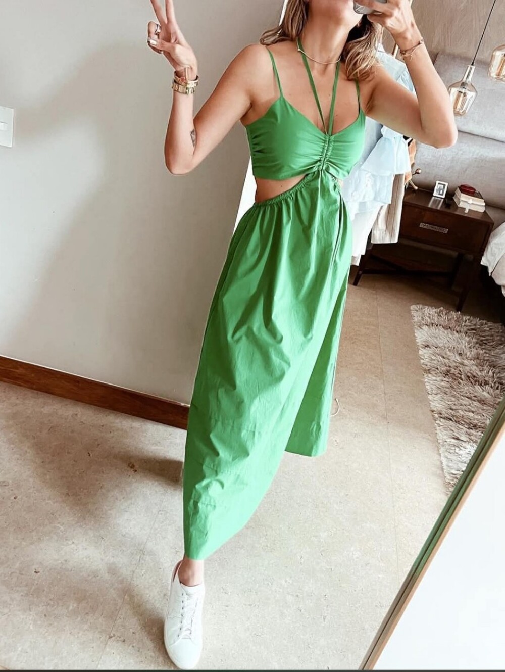 Revolve NICHOLAS Baylee Cut Out Emerald Green Cut Out Dress